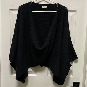 World Market | Cost Plus | Black | Twisted Poncho | Sweater | Recycled Yarn | OS
